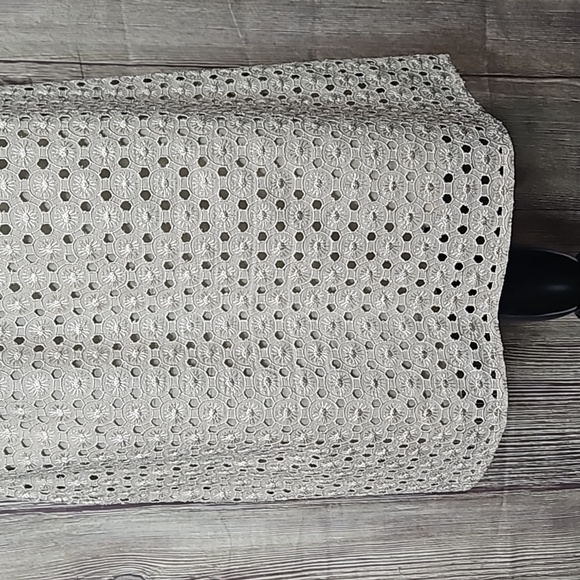 Michael Kors Neutral Shimmer Gold Eyelet Dress Sz 10 - Picture 9 of 11